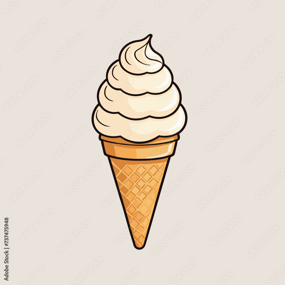 Delicious soft serve ice cream cartoon illustration flat vector design