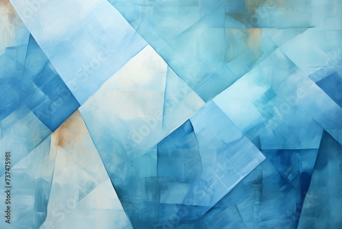 Abstract painting with blue and white colors