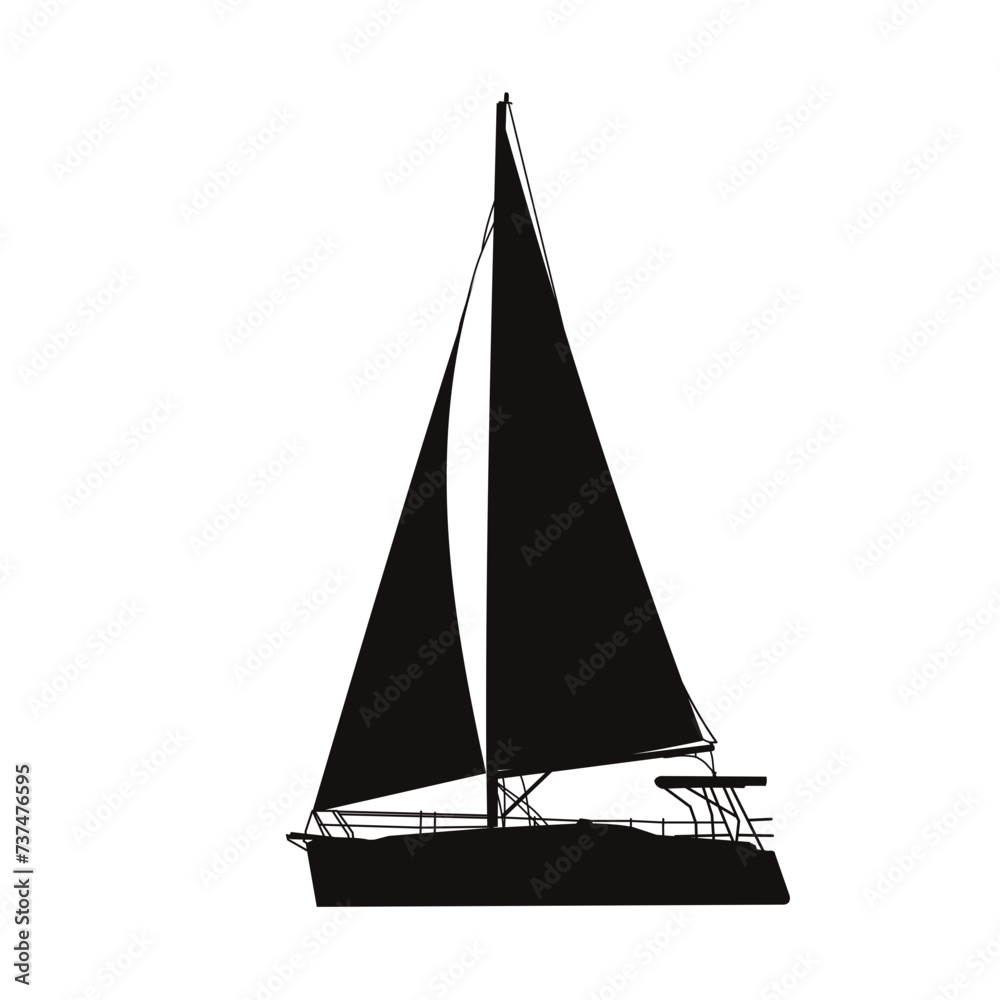 silhouette of a sailboat, silhouette of a yacht	
