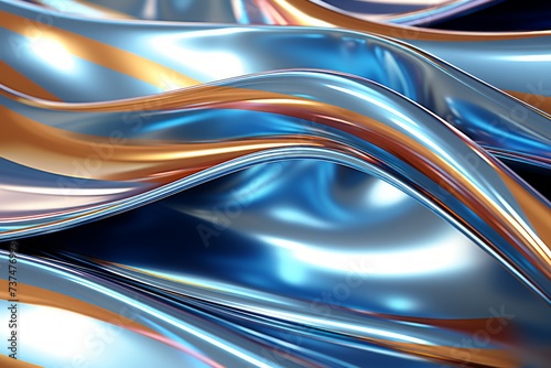 Blue and gold flowing curves