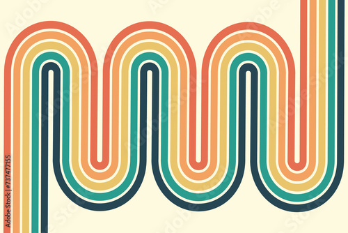 Abstract Vintage 70s Style Background. Retro Design With Stripes Vector Illustration