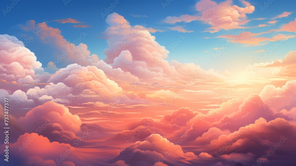 A beautiful sunset sky with pink, orange, and yellow clouds - obrazy, fototapety, plakaty 