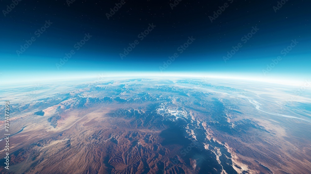 Arid Desert Planet Landscape From Space - obrazy, fototapety, plakaty 
