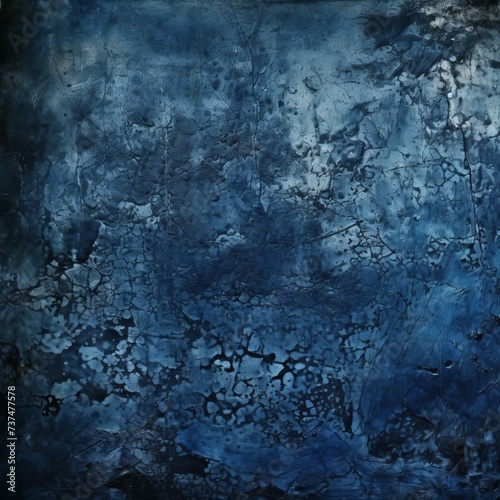 Blue abstract painting with dark blue background photo