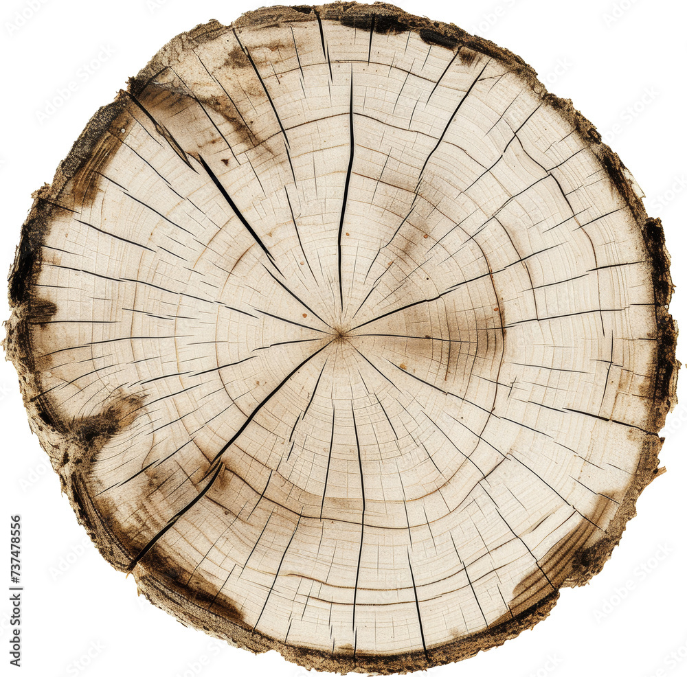 Fototapeta premium Close Up of Tree Stump on Transparent Background