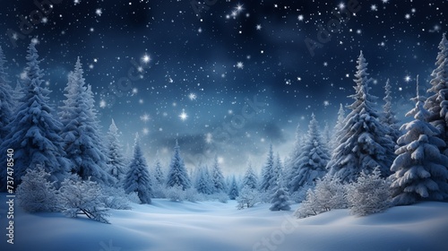 A Snowy Forest at Night © Adobe Contributor