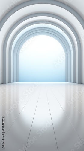 Blue and white futuristic empty room