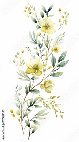 Yellow watercolor floral arrangement