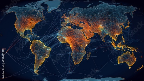 world map at night