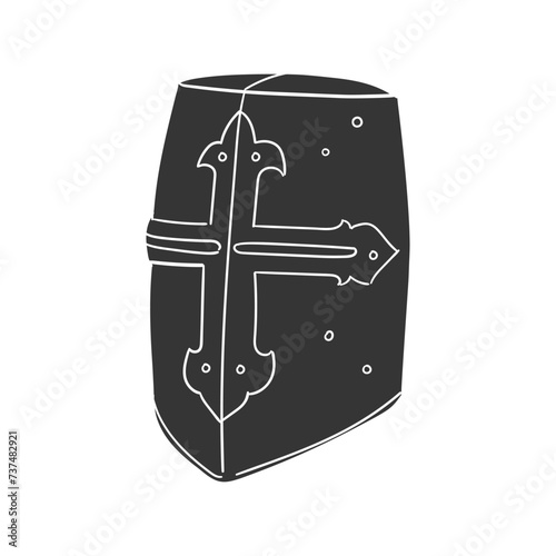 Templar Helmet Icon Silhouette Illustration. Crusader Vector Graphic Pictogram Symbol Clip Art. Doodle Sketch Black Sign.
