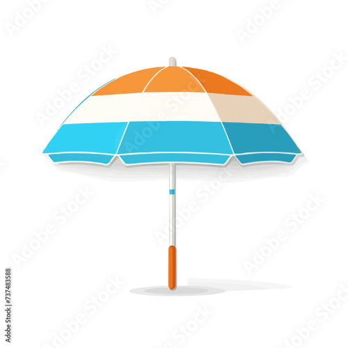Beach umbrella with sun and sea icon isolated on white background. Vector illustration