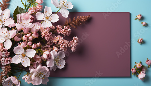Springtime blossom a fresh bouquet of pink flowers on a wooden table generated by AI