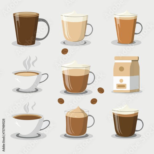 Coffee set a white background illustration 