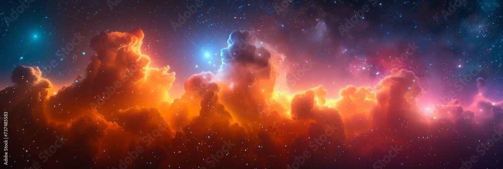 Vibrant Galactic Nebula in a Cosmic Dance of Colors Generative AI