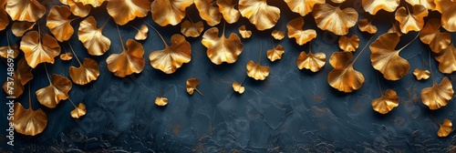 Gilded Luxury of Ginkgo Leaves Against a Elegant Background Generative AI