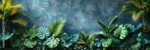 Tropical Leaves Fresco Wall Decor for Interior Generative AI