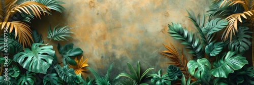 Tropical Paradise Vintage Watercolor Wallpaper Generative AI