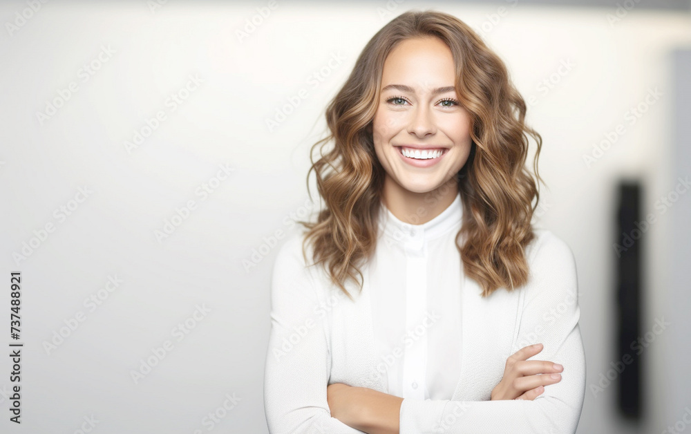 Cheerful Young Adult and Woman Smiling Portrait Cheerful Young Adult and Woman Smiling Portrait
