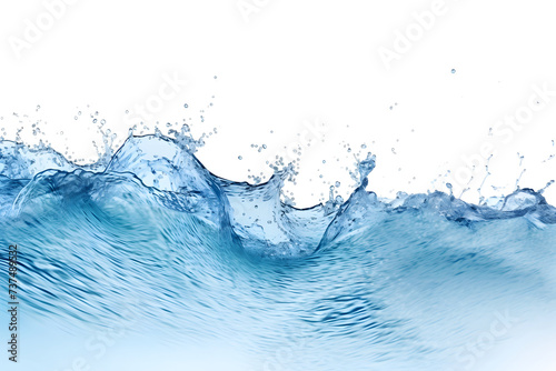 blue water wave on a white background, water splash, waves and splashes of water photo