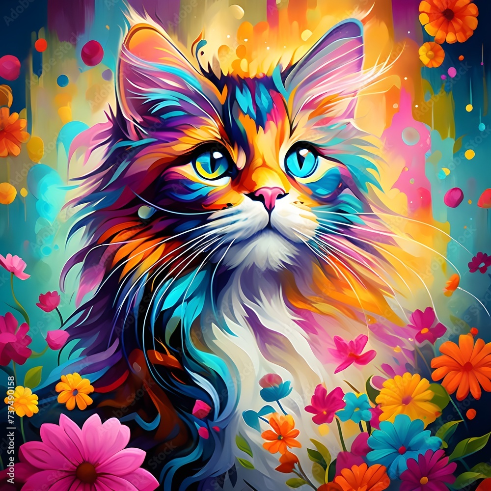cat of flowers with lighting