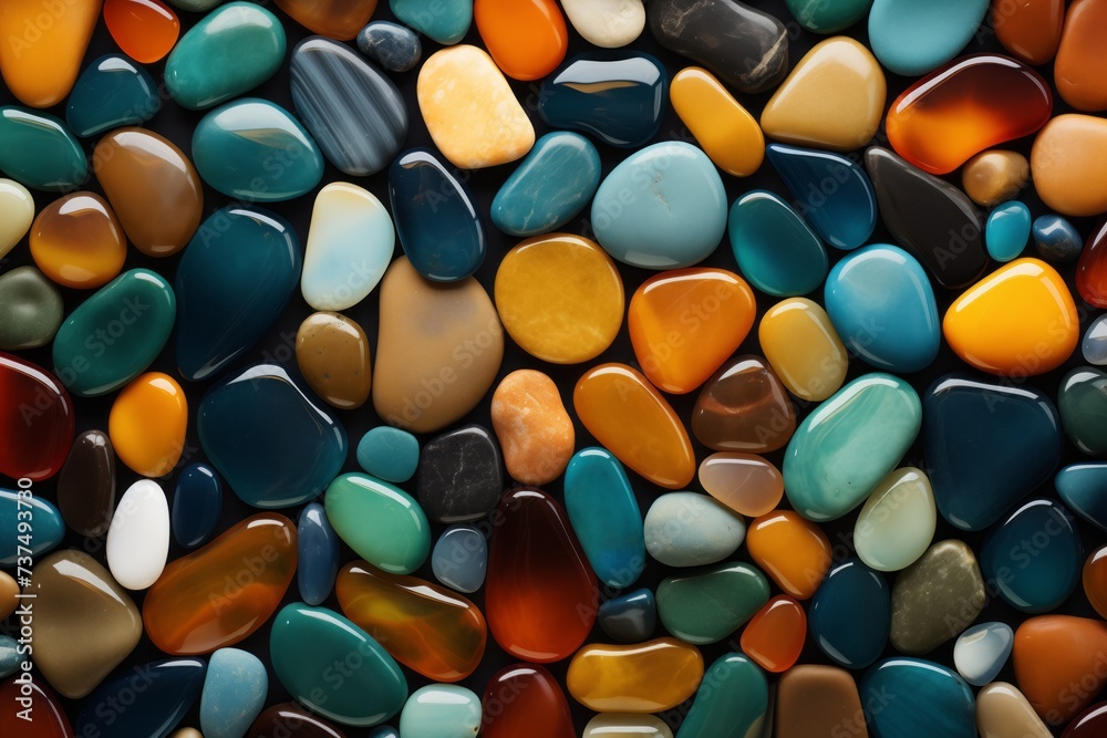 Pebble Walls, Blue & Amber Gemstones: Colorful Stone Patterns Across Multiple Backgrounds