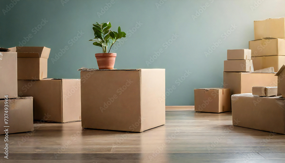 Moving image. cardboard. A pile of cardboard. New house. Moving image. cardboard. A pile of cardboard. New house.