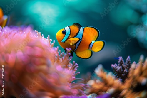 clown fish on coral reef amazing