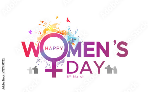 Vector promotional International women's day campaign theme design. Greeting card with text and floral background.