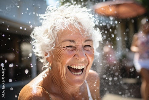 Active senior women thriving in aqua gym class for a healthy and vibrant retirement lifestyle © sorin