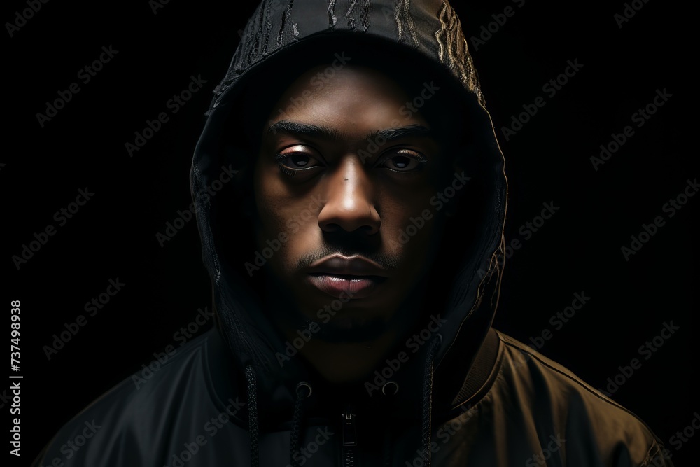 Vibrant African rapper photo portrait. Modern cool. Generate Ai