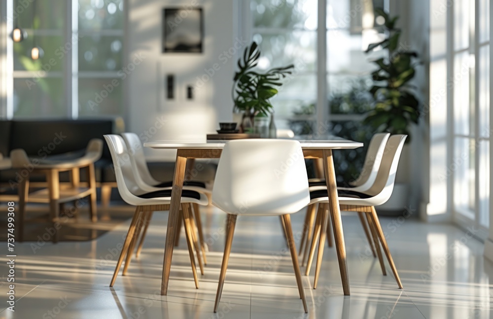 white and black dining room table set with chairs