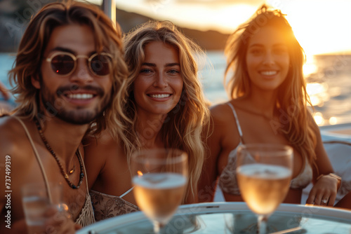 A friends enjoys a yacht party © Jelena