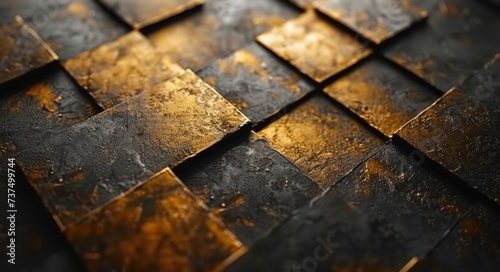 gold squares background metal wallpaper, photo
