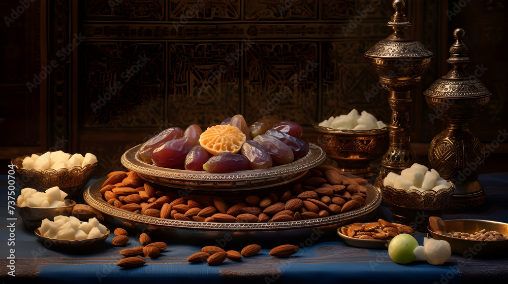 Celebrate the essence of Ramadan with the cherished tradition of sharing dates and almonds.