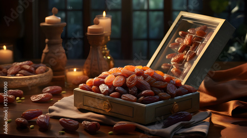  Indulge in the sensory pleasures of Ramadan with the delightful combination of dates and almonds.