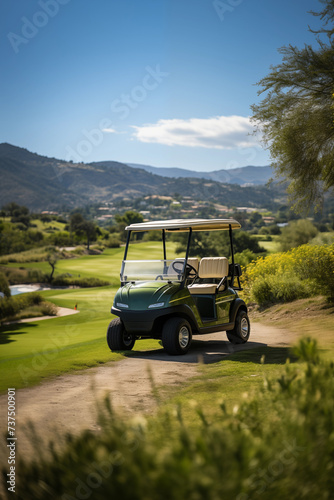 Generative AI image of Golf Cart on a Sunny Course
