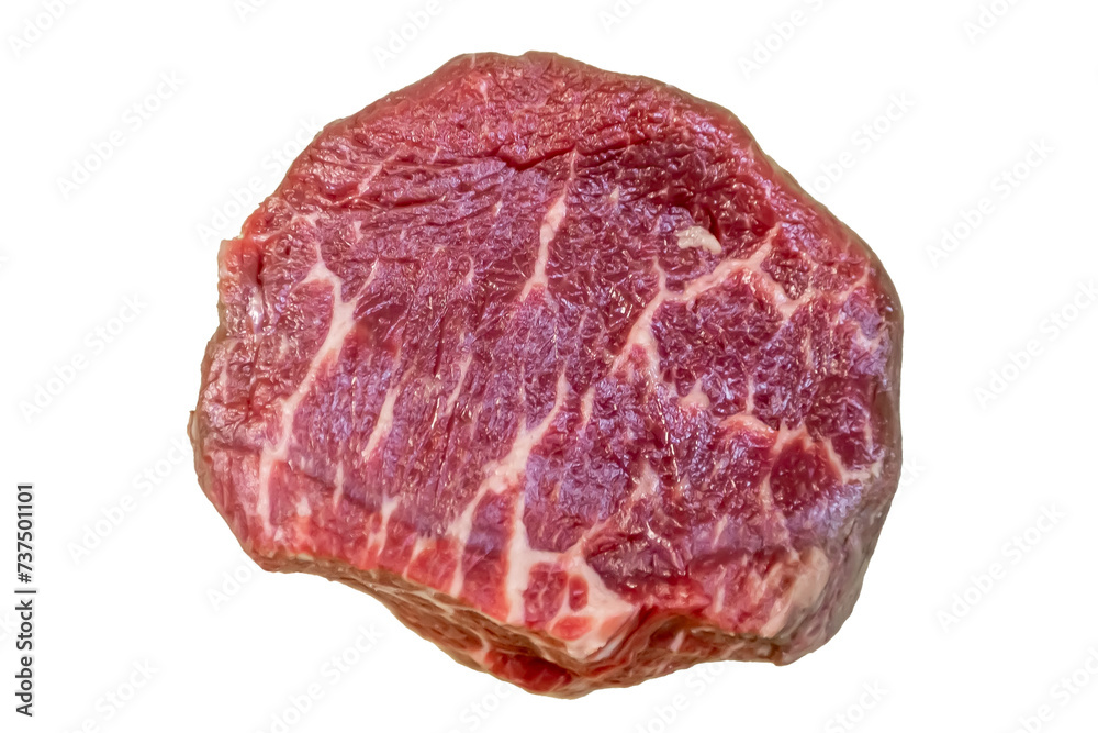raw rib eye steak from marbled beef, isolated