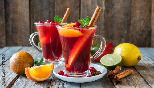 warm mexican ponche navideno a traditional fruit punch for las posadas photo