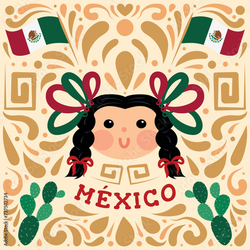 Vector muñeca Lele, revolución e independencia de México