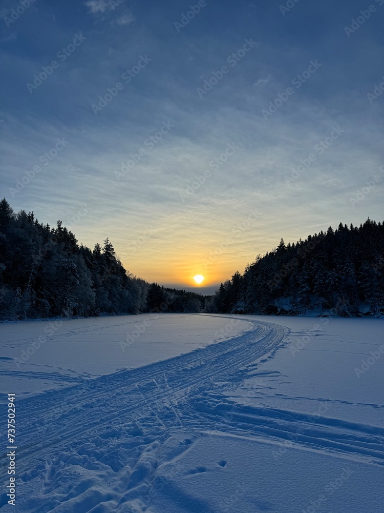 Mid winter sunset, Scandinavia