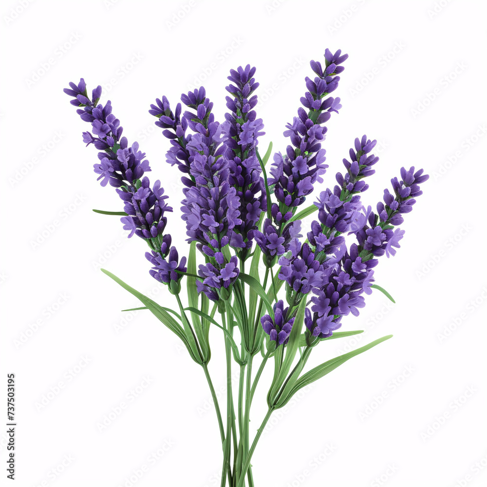 Lavender Blossoms in Full Bloom: Aromatic and Serene isolated on white background with full depth of field and deep focus fusion Lavender Blossoms in Full Bloom: Aromatic and Serene isolated on white background with full depth of field and deep focus fusion