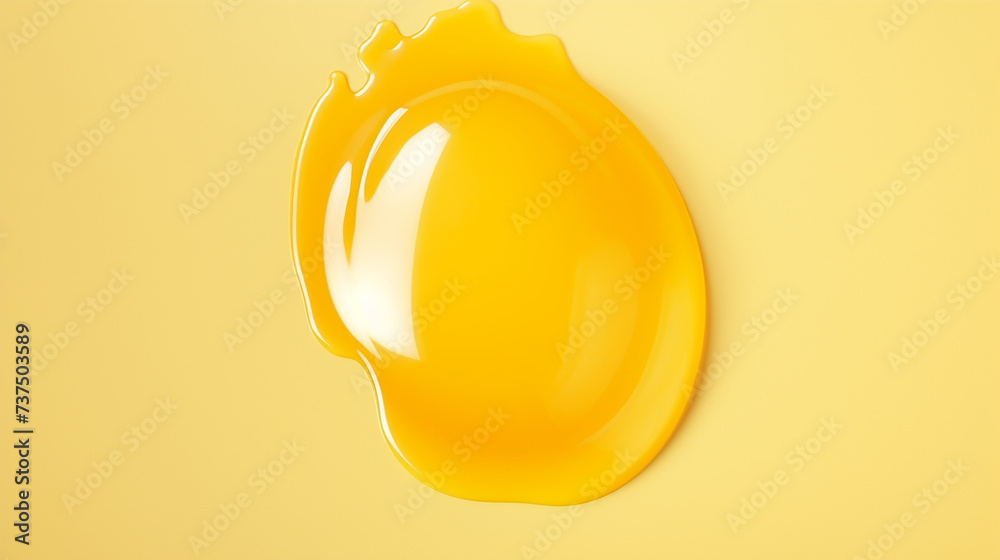 Artificial egg yolk isolated on yellow background - obrazy, fototapety, plakaty 