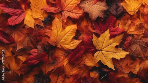 Background of autumn leaves in different colors photo