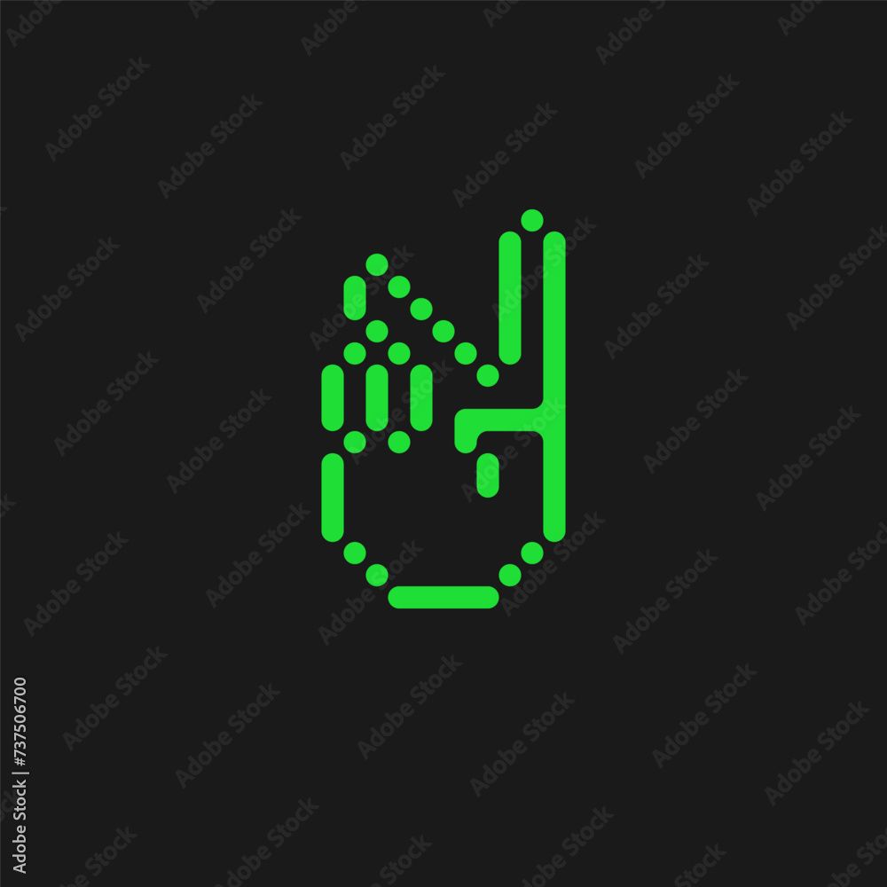 Obraz premium V sign minimalist vector illustration. Peace, victory simple icon.