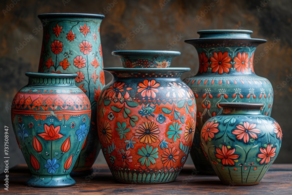 Flower Power A Vibrant Display of Colorful Vases Generative AI Flower Power A Vibrant Display of Colorful Vases Generative AI