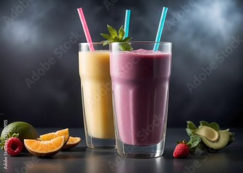 summer smoothie cocktail menu advertisement banner, created using AI generative technology