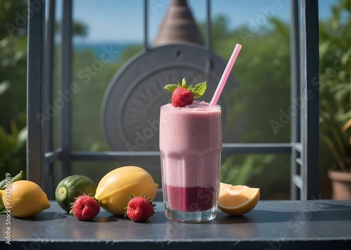 summer smoothie cocktail menu advertisement banner, created using AI generative technology