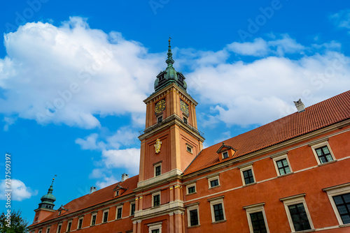 Royal Palace in historic Warsaw city center, Poland, October 2023.