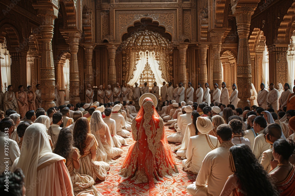 Obraz premium Winter Wedding Wonderland A Royal Rite of Passage Generative AI