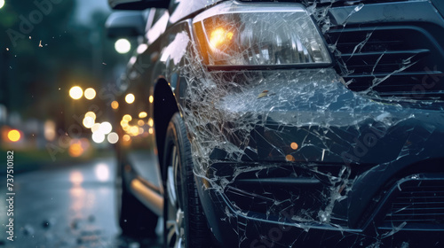 Car crash incident on a busy road